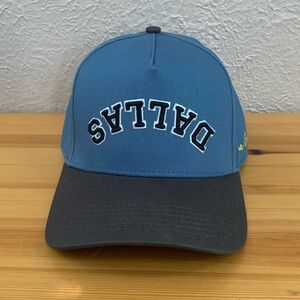 True BRVND Precurved Dallas Snapback Steel Blue Upside Down Dallas